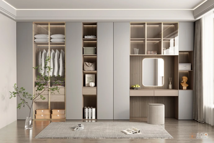 Hệ tủ áo kết hợp bàn trang điểm hoặc bàn làm việc Hệ tủ áo kết hợp bàn trang điểm hoặc bàn làm việc