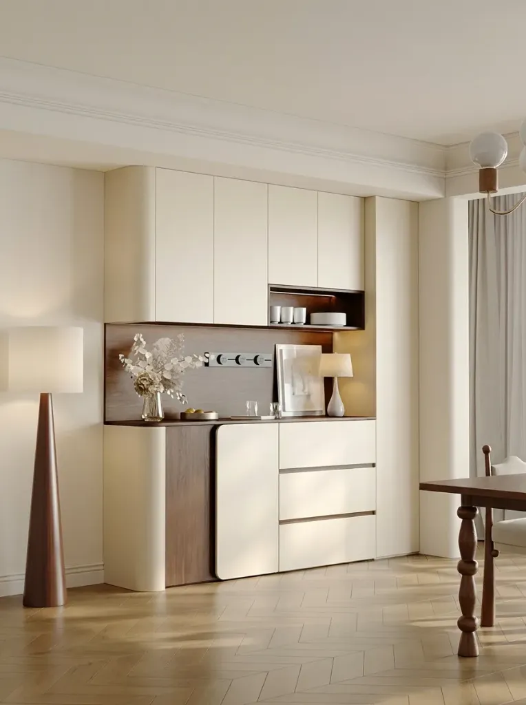 Hệ Tủ Cao Kịch Trần Bo Tròn Phong Cách Vintage Cream | HTB010