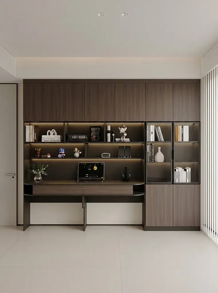 Hệ Tủ Sách Kết Hợp Bàn Làm Việc Đôi | TKB001