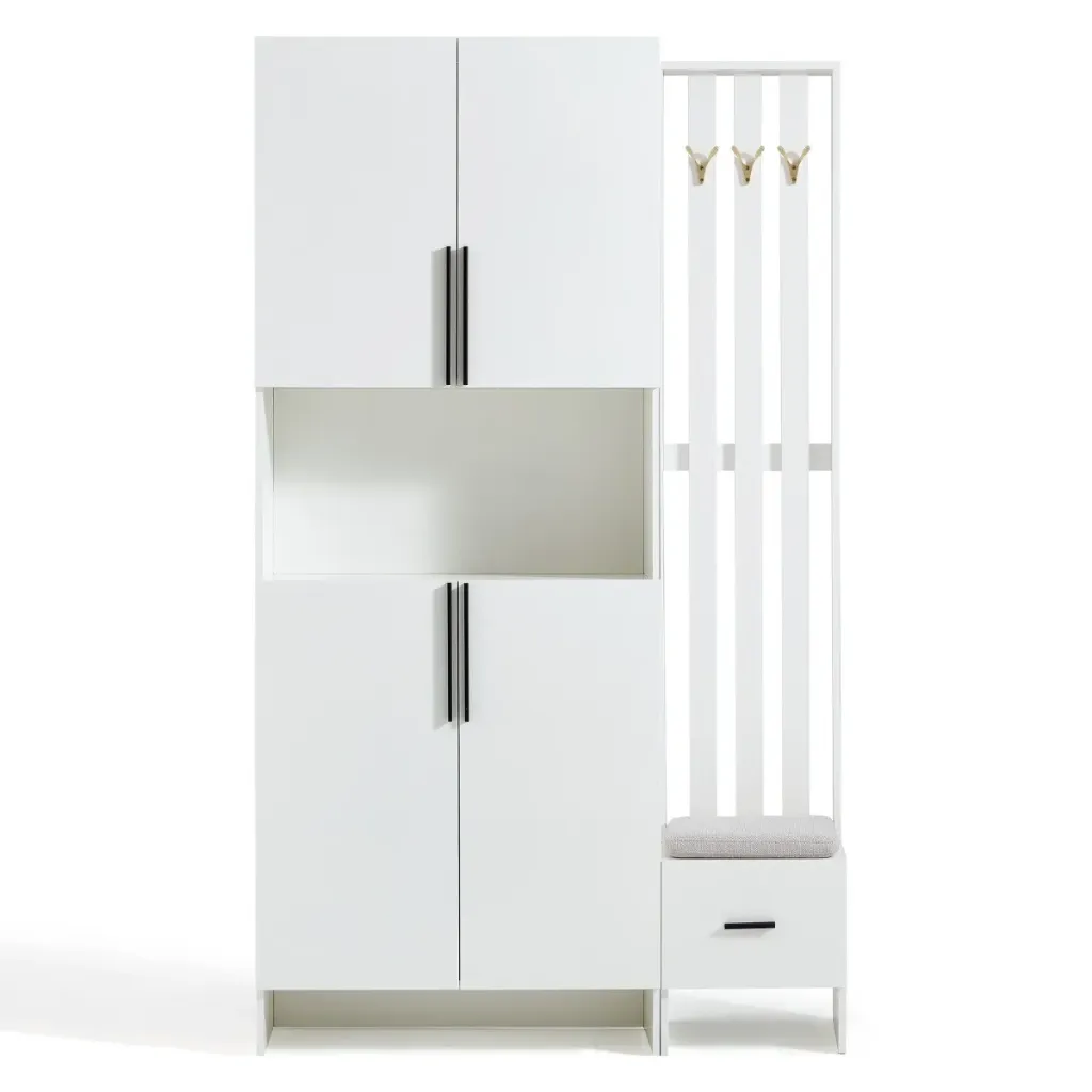 Tủ Giày Cánh Mở Hiện Đại Kèm Giá Treo Áo | TG40 (0.8M, Trắng)