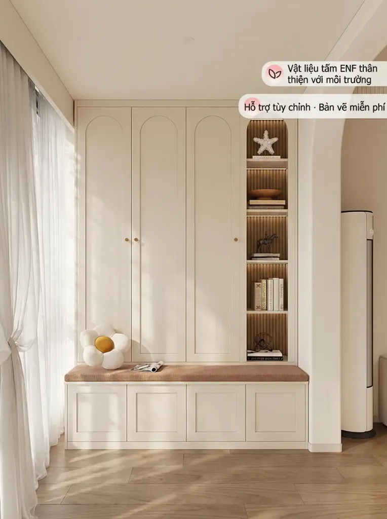 Tủ Trang Trí Kết Hợp Ghế Ngồi | TTT001