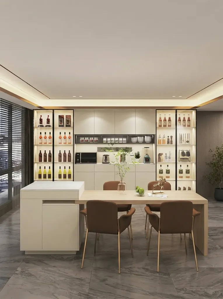 Hệ Tủ Rượu Cánh Kính Kết Hợp Tủ Trang Trí | HTB006